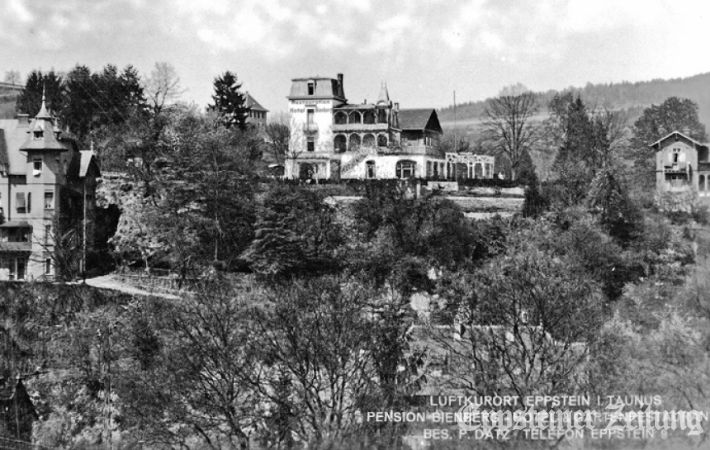 Das Hotel Bienberg wurde zum Hauptquartier der amerikanischen Militärverwaltung in Eppstein. Postkarte mit Stempel von 1938. Foto: Stadt- und Burgmuseum Eppstein