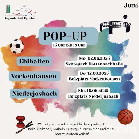 Pop-up-Angebote gibt es schon vor den Ferien.Grafik: Jugendarbeit Eppstein