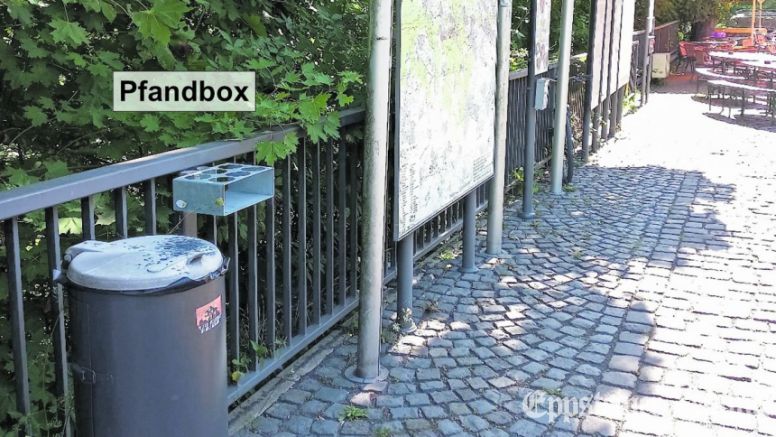 An fünf Müllbehältern im Stadtgebiet sind Pfandboxen angebracht.Foto: Stadt Eppstein