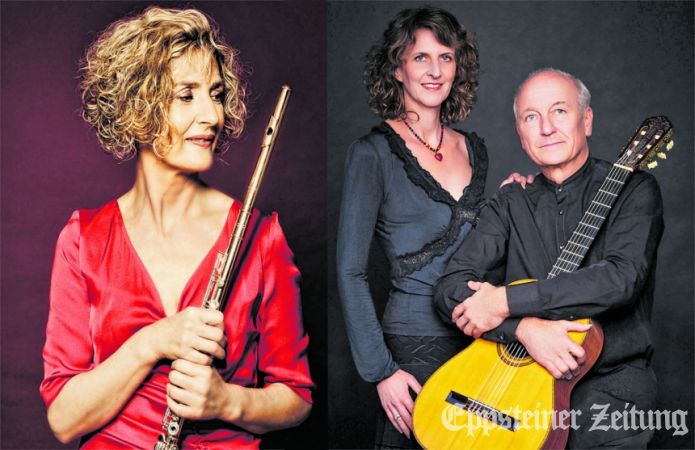 Christiane Meininger (Querflöte), Volker Höh (Gitarre) und Birte Bonitz (Lesung).
Foto: Veranstalter