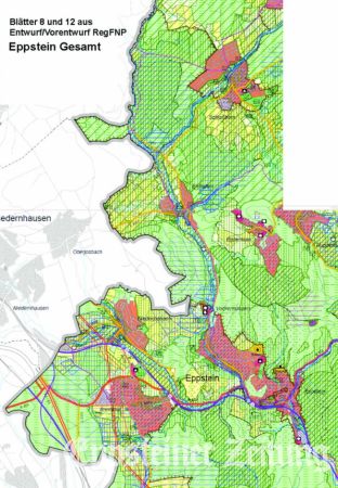 Gesamtplan von Eppstein aus dem Vorentwurf für den regionalen Flächennutzungsplan.Quelle: Stadt Eppstein