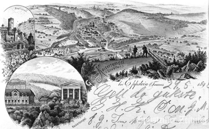 Postkarte vom Kaisertempel, um 1900.

Abbildung aus: &bdquo;Der Versch&ouml;nerungsverein von 1878 &ndash; Ein St&uuml;ck Eppsteiner Geschichte&ldquo; von Marga Weber, 2013