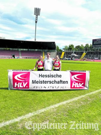 Die Eppsteiner Leichtathleten Paula Vitze, Jannik Hickmann und Ines Frank (v.l.).Foto: privat
