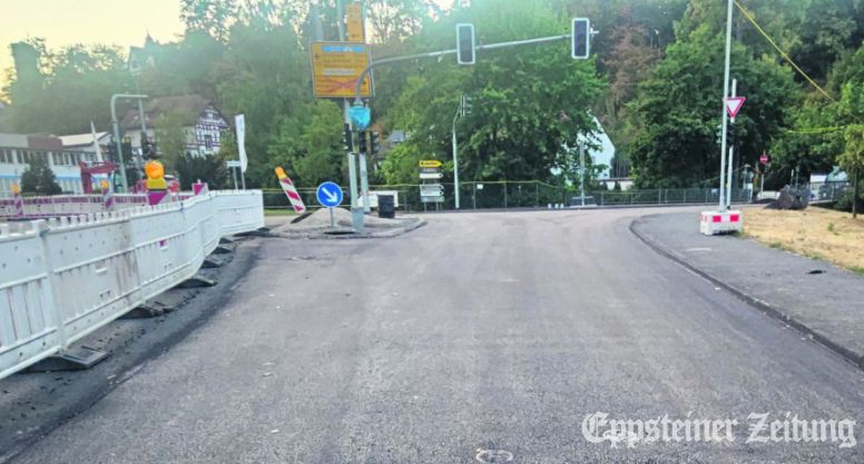 Aktuelle Ansicht des Kreuzungsbereichs der B455 zwischen Fischbacher und Lorsbacher Straße. Foto: Stadt Eppstein