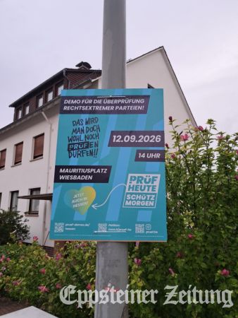 Mit Plakaten wie diesem in der Niederjosbacher Bezirksstraße werben die Organisatoren für Prüf-Demonstrationen in der Landeshauptstadt.
Foto: privat