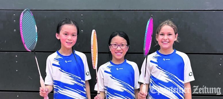 Hanya Yu, Sophie Tan und Anna Schulze (v.l.) beim Turnier in Gera.Foto: privat
